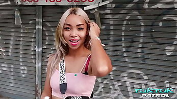 Super eager and horny blonde Thai girl tries out her 1st white cock